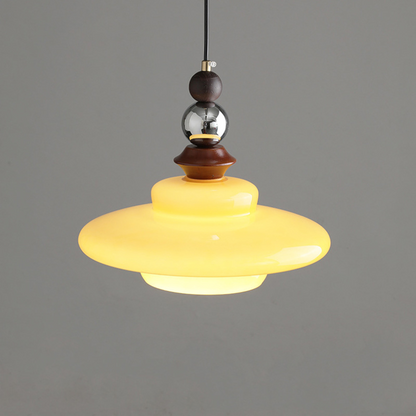 Lampe pendante de salle à manger en verre beige de style médiéval