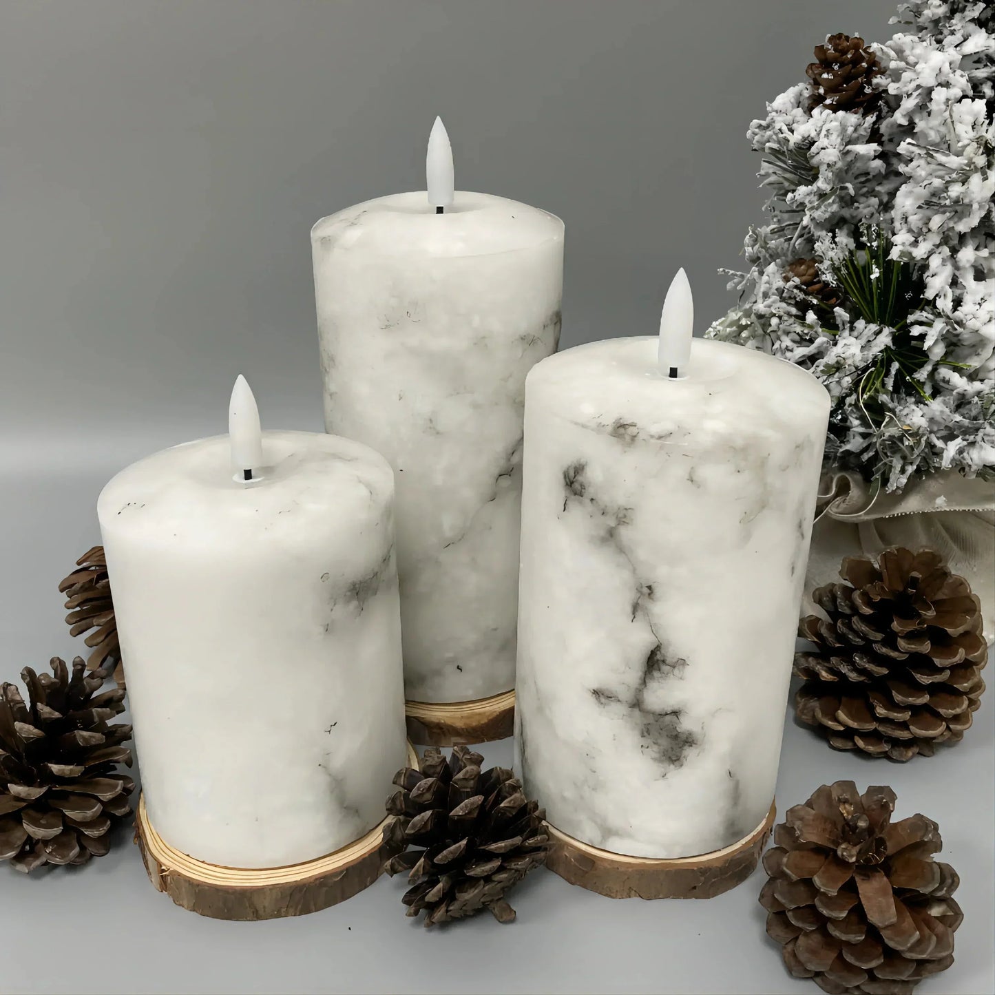 Candlylight™ | Set De 3 Bougies Led Marble