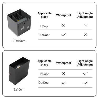 Applique murale LED moderne en aluminium étanche pour l'intérieur et l'extérieur