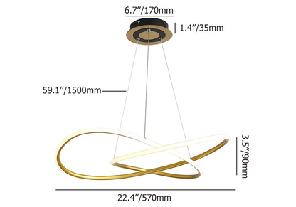 Suspension Minimaliste Cercle Doré LED Plafonnier