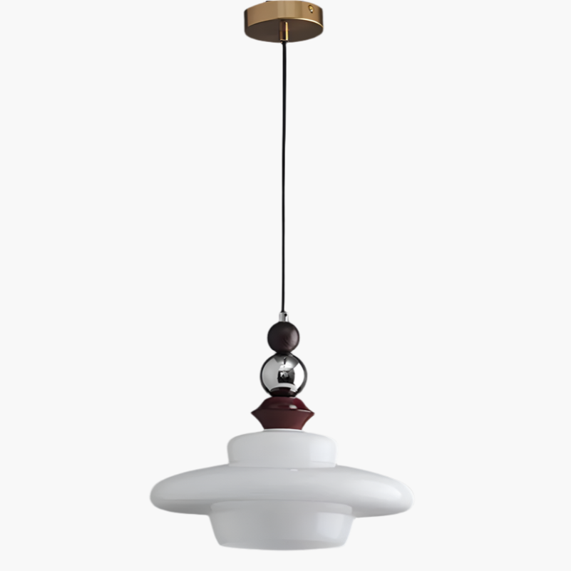 Lampe pendante de salle à manger en verre beige de style médiéval